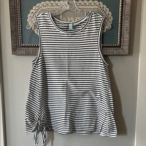 She + Sky Black & White Striped Tie-Hem Tank
